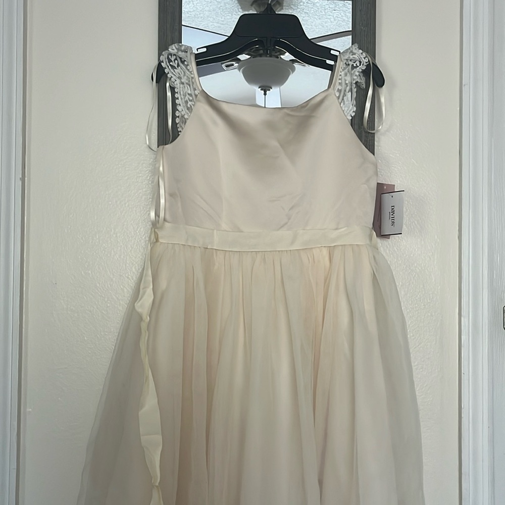 dress size 12, ivory champagne color, by Davis bridal.
